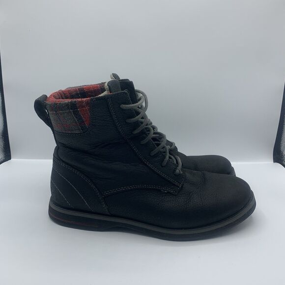 LL Bean US Size 7 M Women’s Charcoal Park Ridge Lace Up W/Red Plaid Boots - Picture 3 of 8